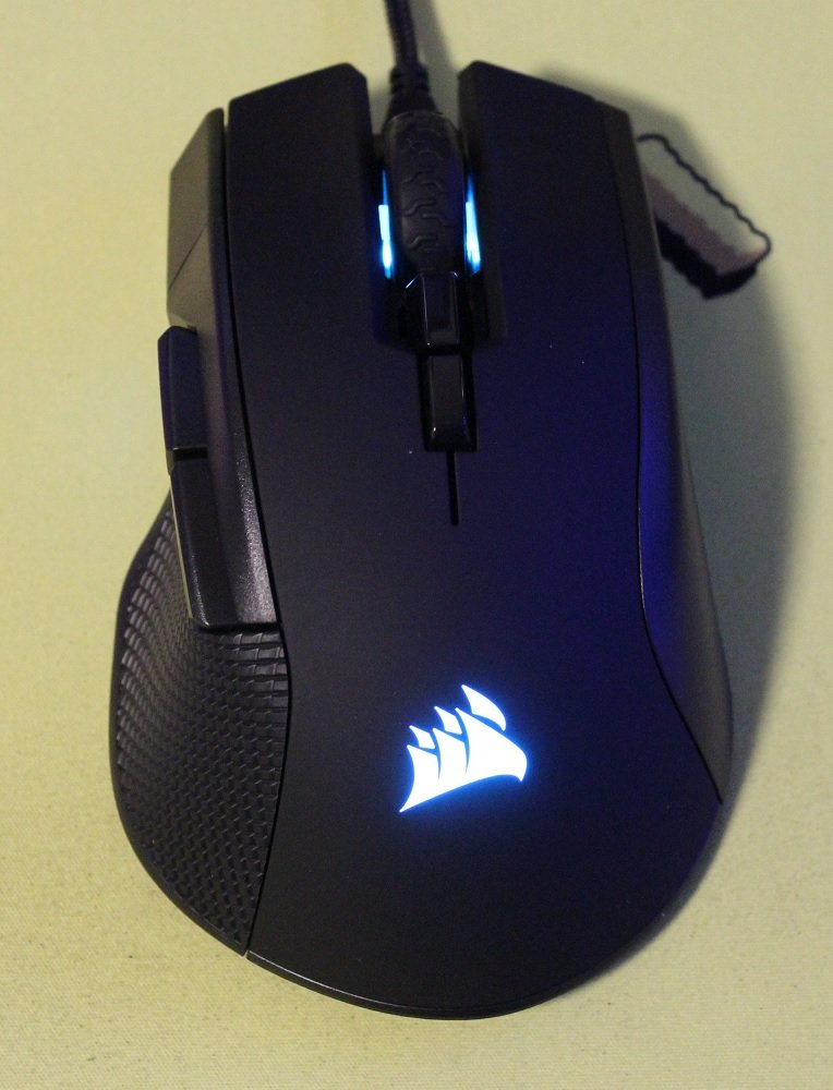 Corsair Ironclaw RGB mouse powered on