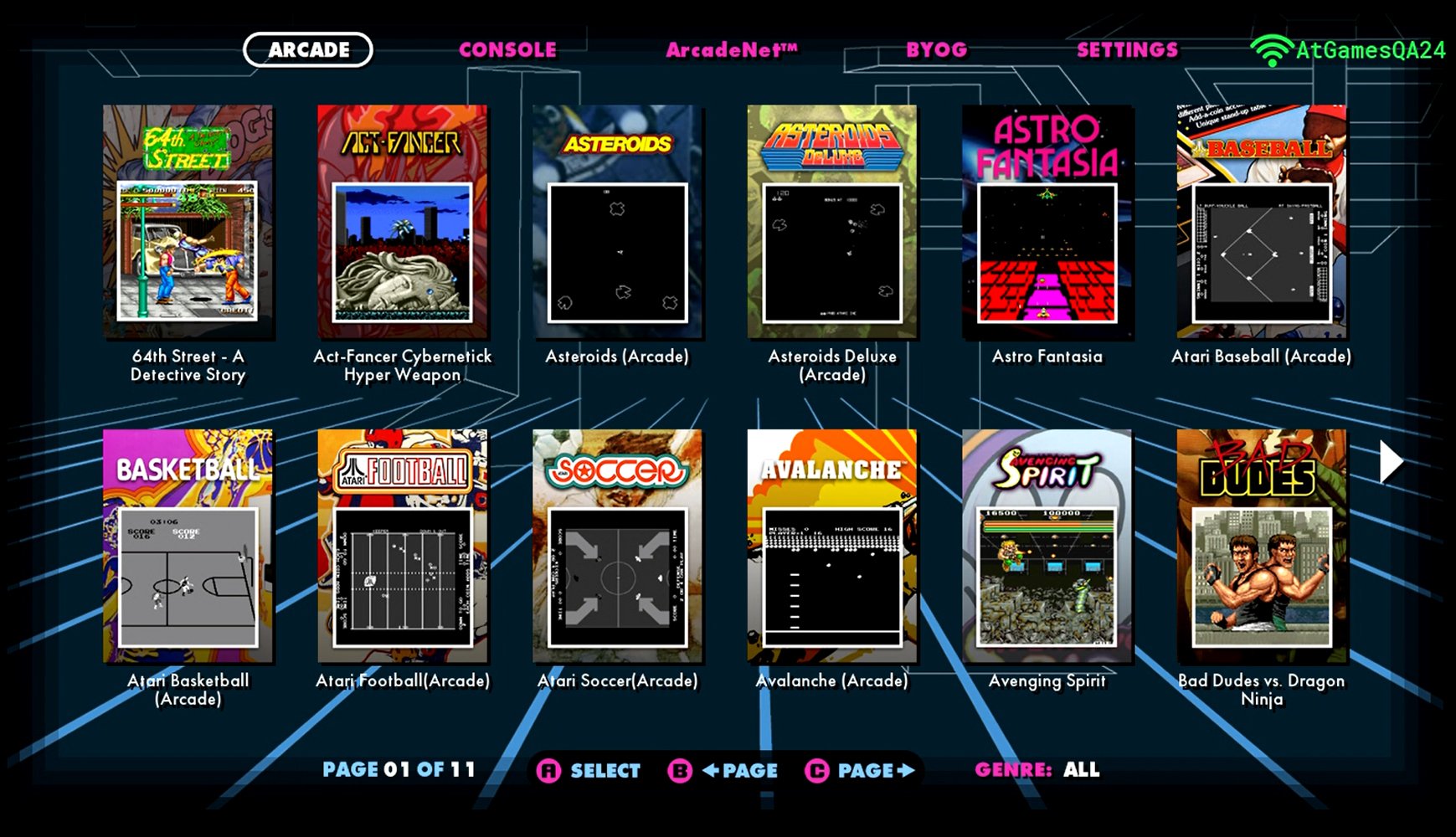 AtGames UI Arcade Game Menu 1000px