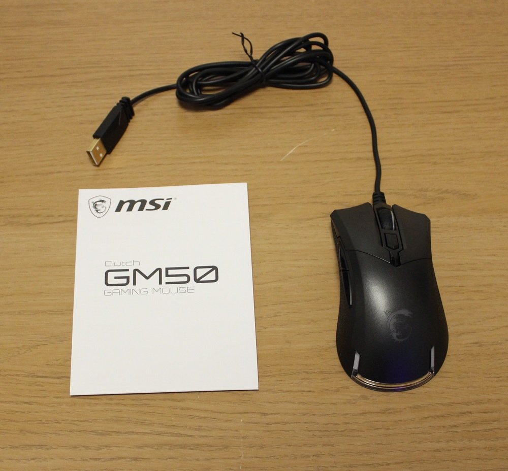 MSI Clutch GM50 Gaming Mouse box contents