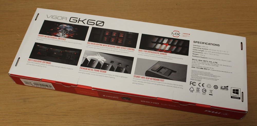 MSI Vigor GK60 Keyboard Box bottom