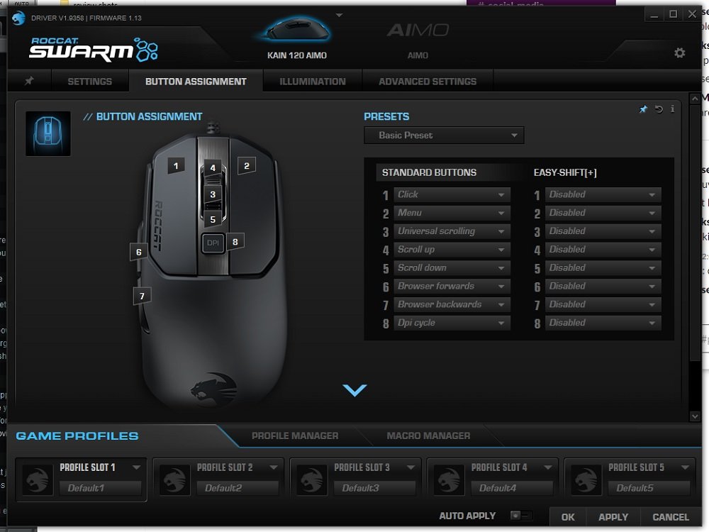 roccat kain 120 aimo swarm button assignment