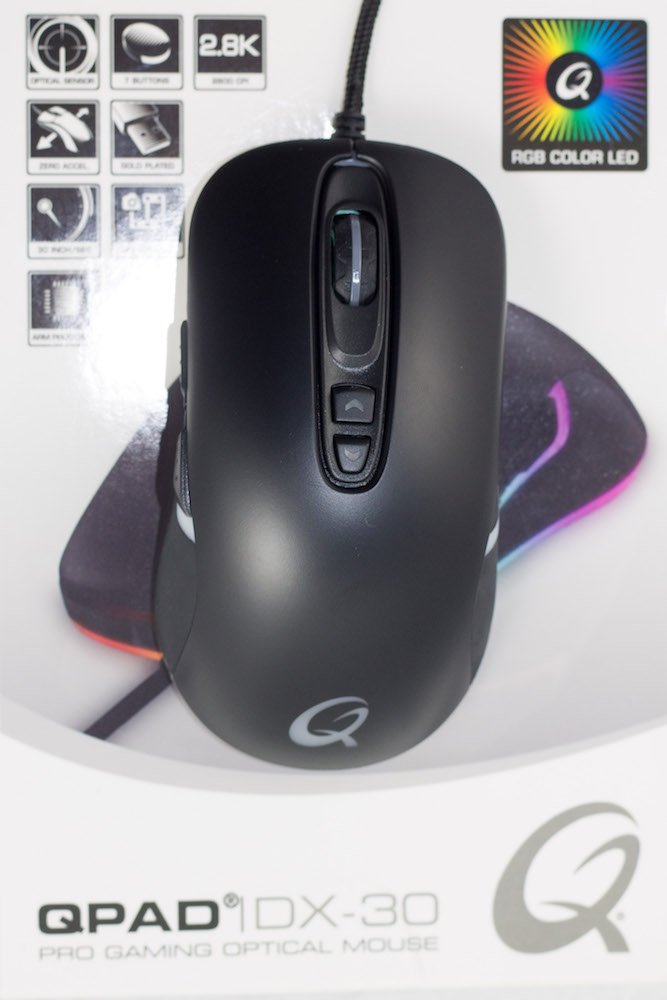 QPAD DX30 mouse, top down view
