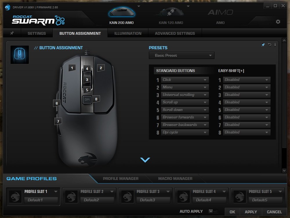 Roccat Swarm Aimo 200 button assignment