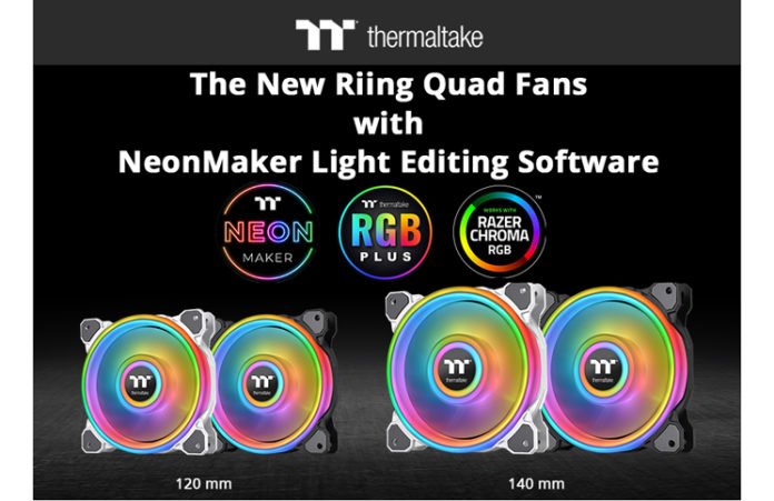 Thermaltake Riing Quad 1214 Black and White Radiator Fans and NeonMaker Light Editing Software Feature