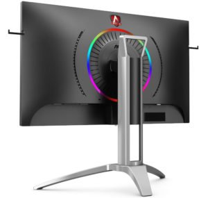 A back left view showing the RGB ring, which circles the mount point for the stand.