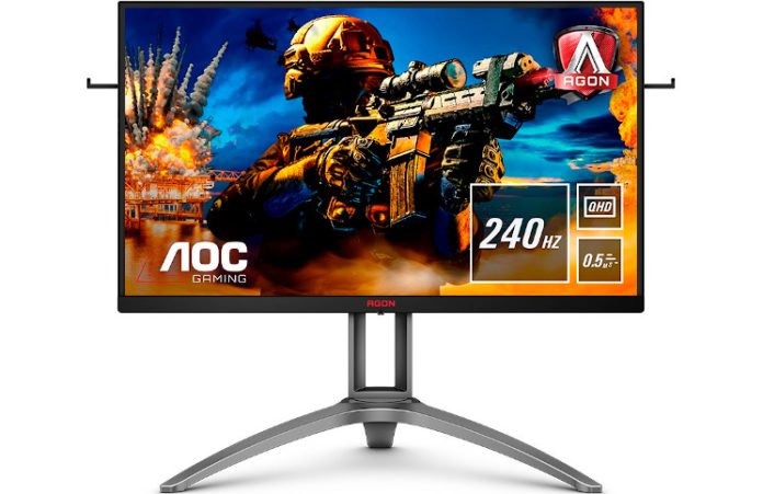 The agon ag273qz with features overlayed on the screen