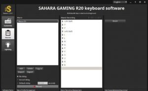 macros screen from sahara R20 keyboard software