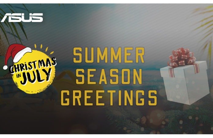 asus christmas in july sales event banner for 2020, wishing a summer seasons greetings
