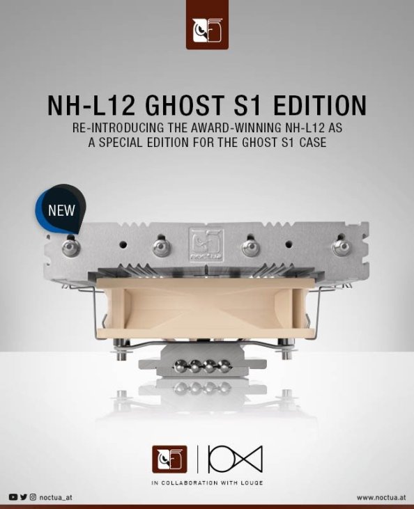 Poster for the launch. Title reads "NH-L12 Ghost S1 Edition". Text reads "Re-introducing the award-winning NH-L12 as a special edition for the ghost S1 case".