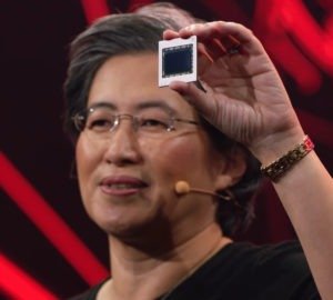 Lisa Su holding the Big Navi chip used in the Radeon RX 6800, 6800 XT and 6900 XT GPUs.